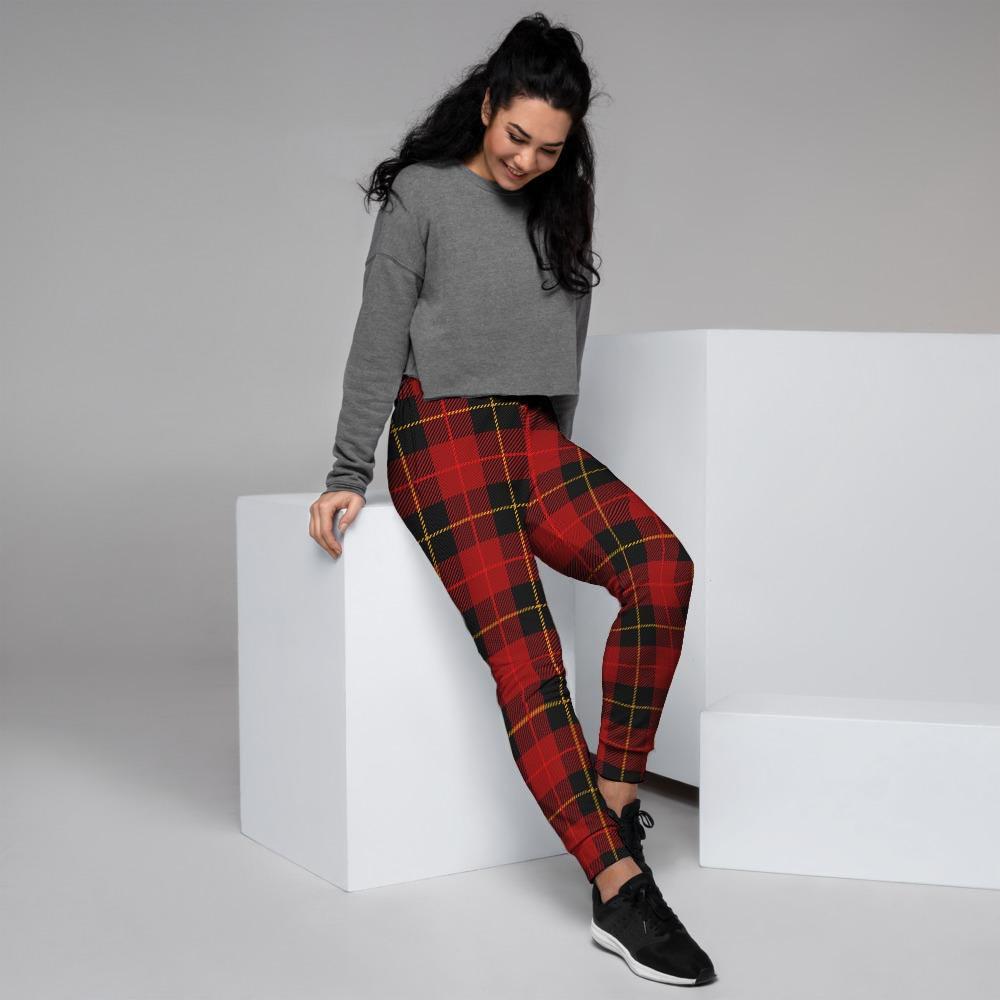 Black And Red Plaid Tartan Women's Joggers-grizzshop