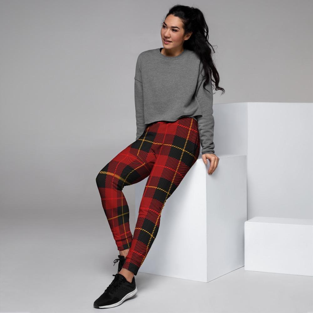 Black And Red Plaid Tartan Women's Joggers-grizzshop