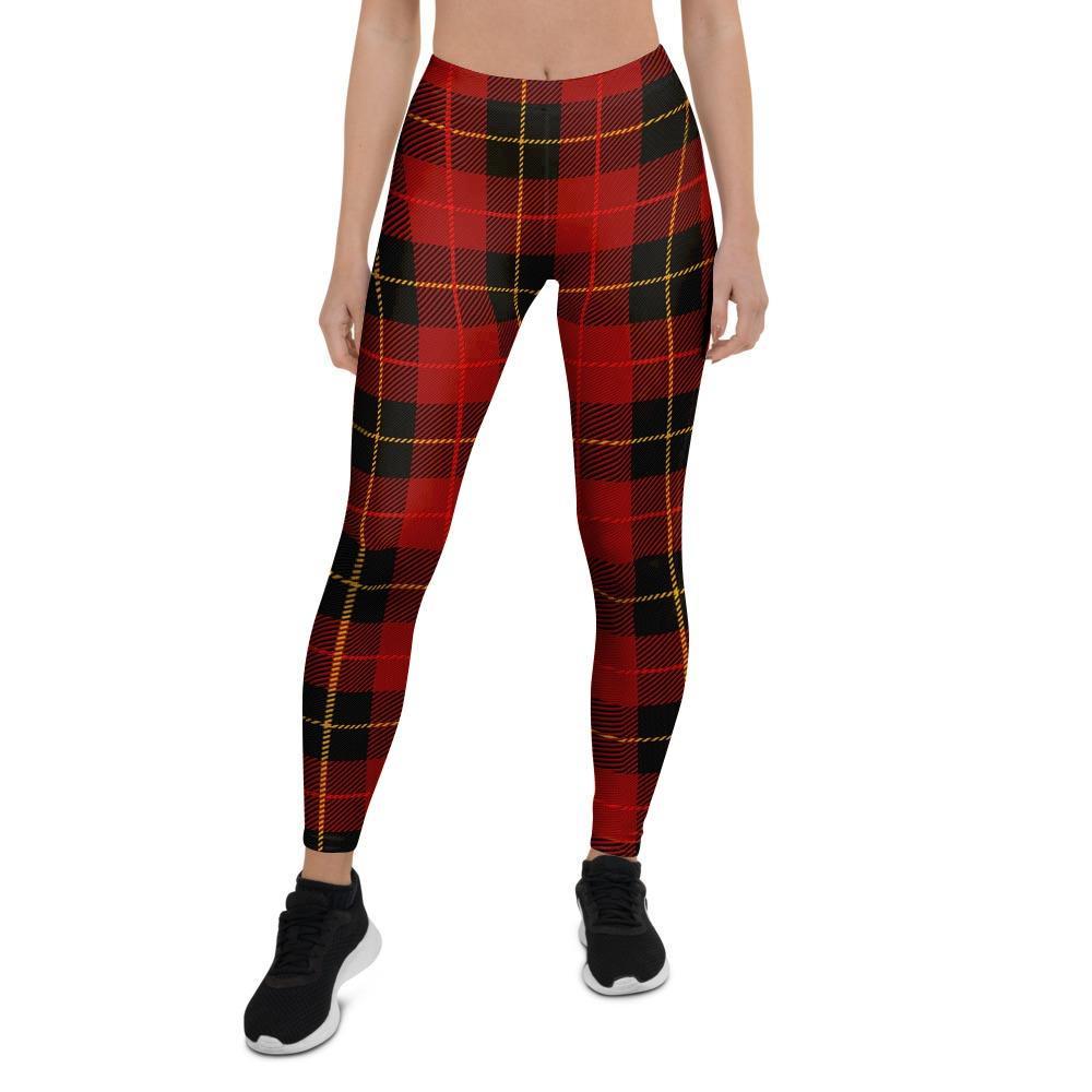 Black And Red Plaid Tartan Women's Leggings-grizzshop