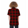 Black And Red Plaid Tartan Women's Short Sleeve Shirts-grizzshop