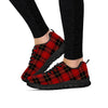 Black And Red Plaid Tartan Women's Sneakers-grizzshop