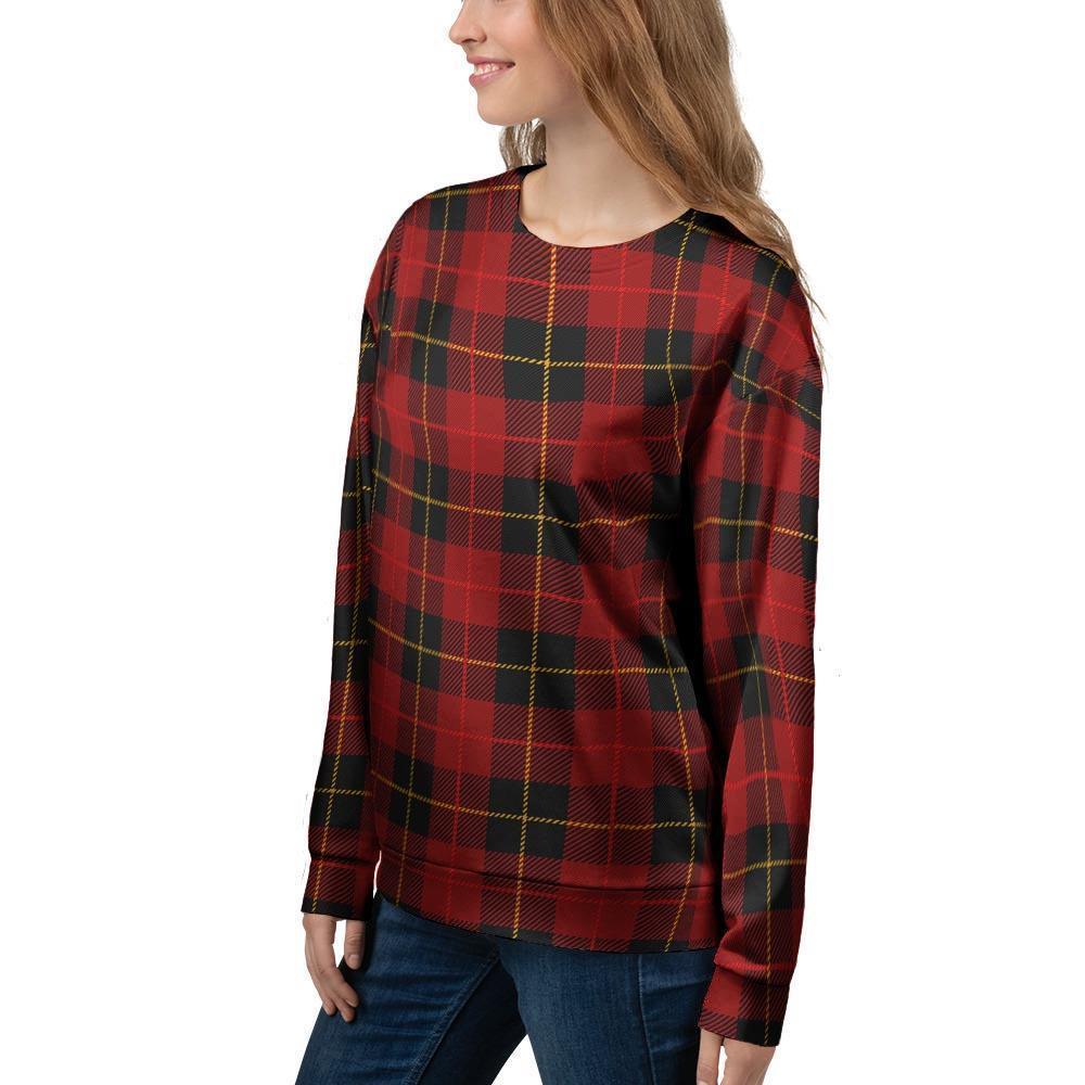 Black And Red Plaid Tartan Women's Sweatshirt-grizzshop