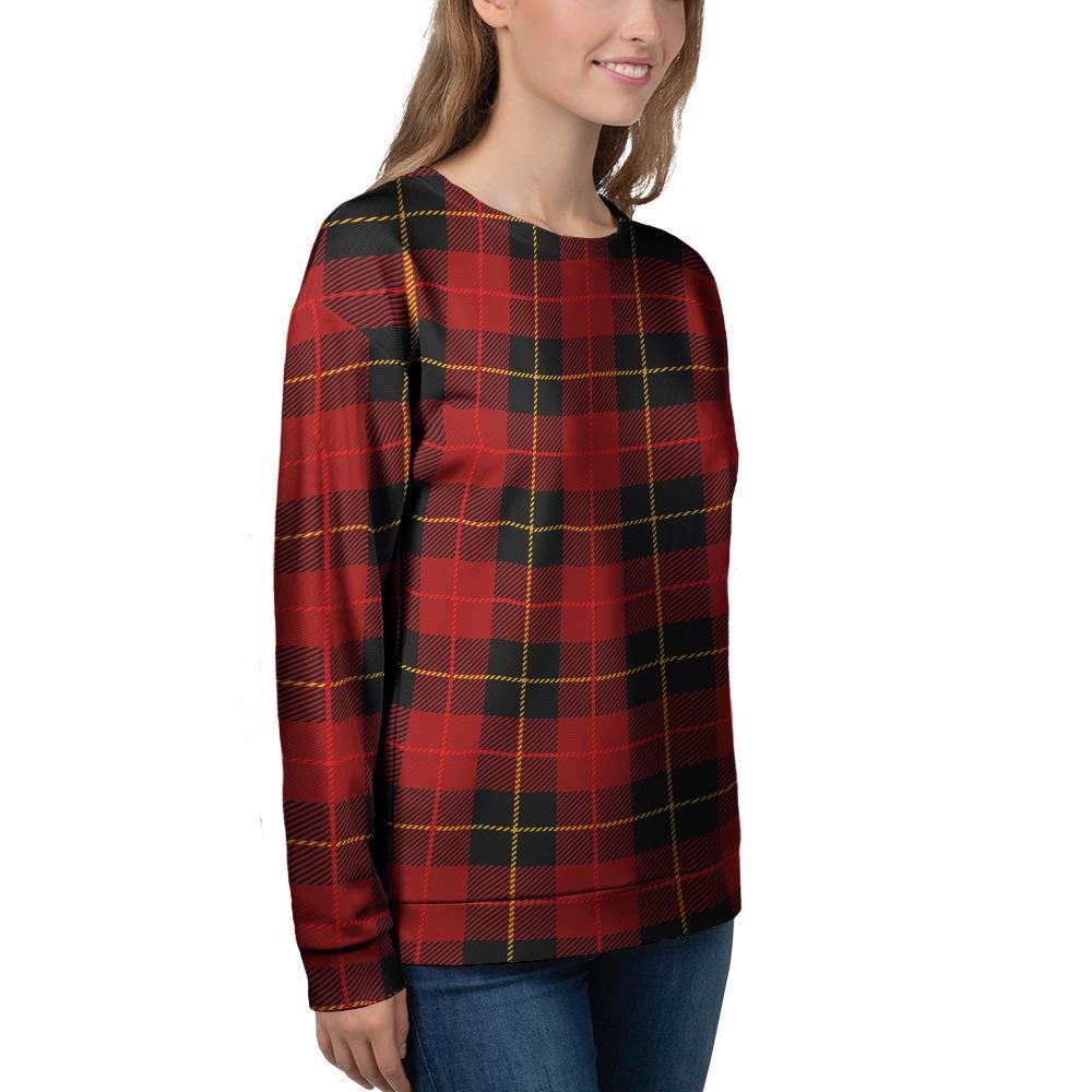 Black And Red Plaid Tartan Women's Sweatshirt-grizzshop