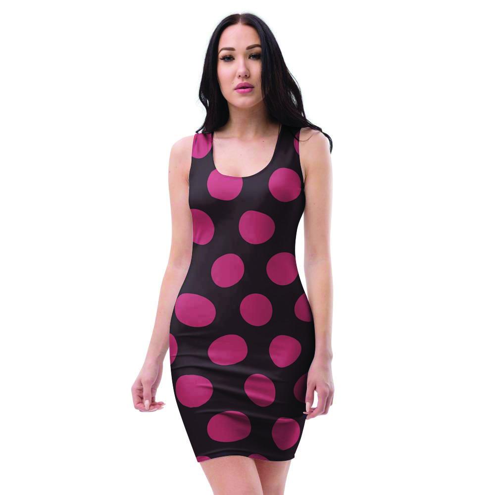 Black And Red Polka Dot Bodycon Dress-grizzshop