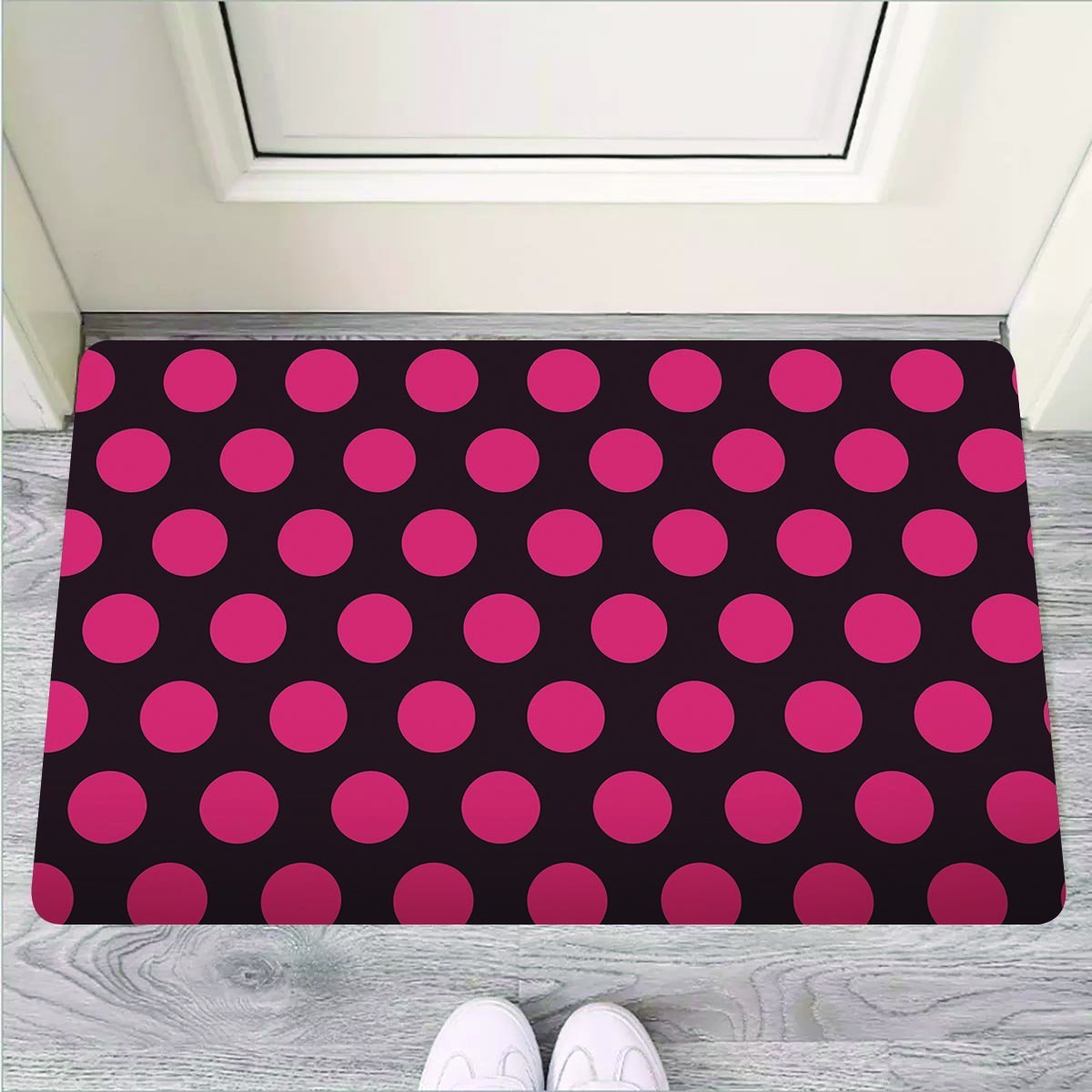 Black And Red Polka Dot Door Mat-grizzshop