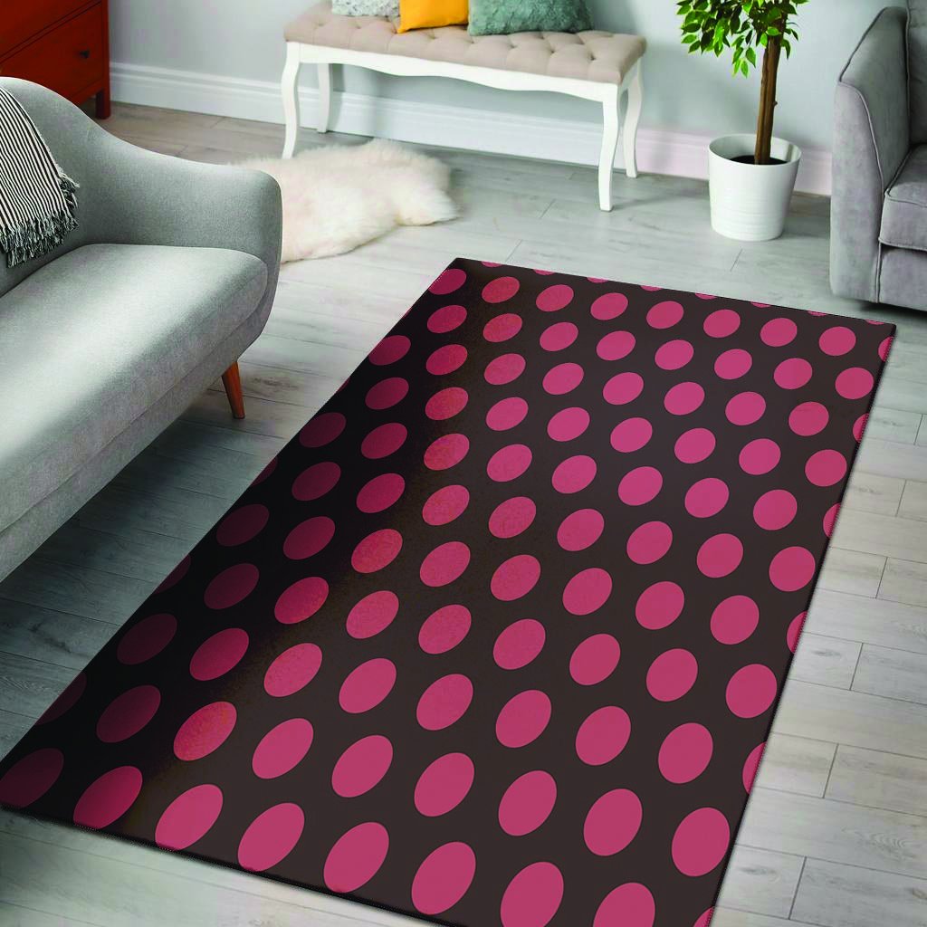 Black And Red Polka Dot Floor Mat-grizzshop