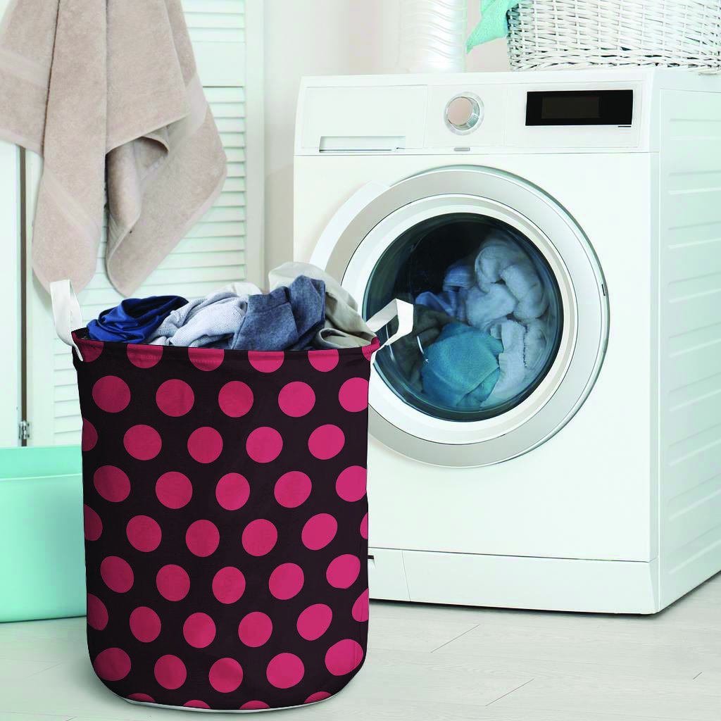 Black And Red Polka Dot Laundry Basket-grizzshop