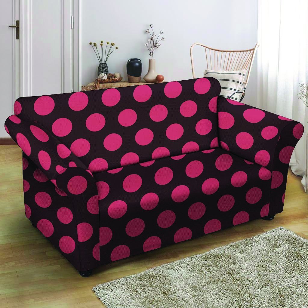 Black And Red Polka Dot Loveseat Cover-grizzshop