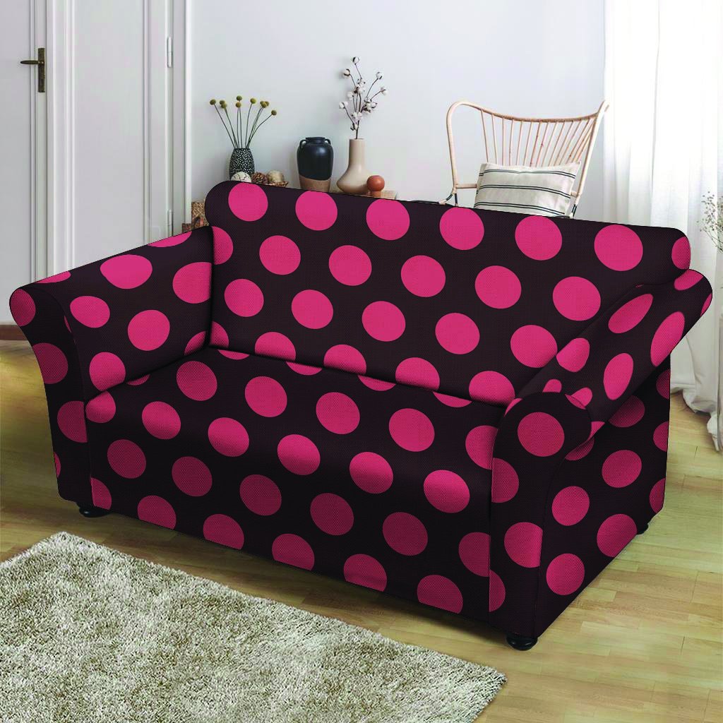 Black And Red Polka Dot Loveseat Cover-grizzshop