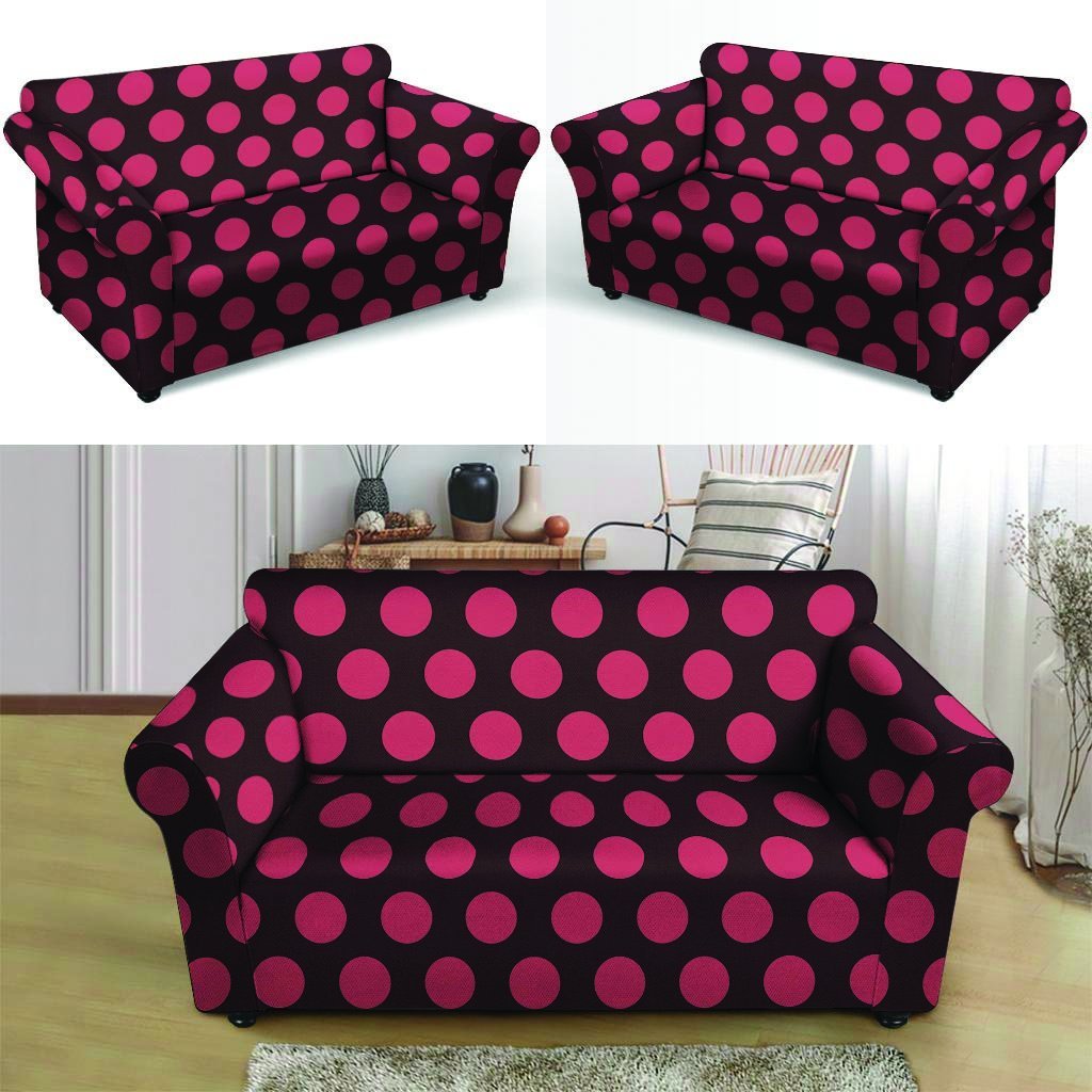 Black And Red Polka Dot Loveseat Cover-grizzshop