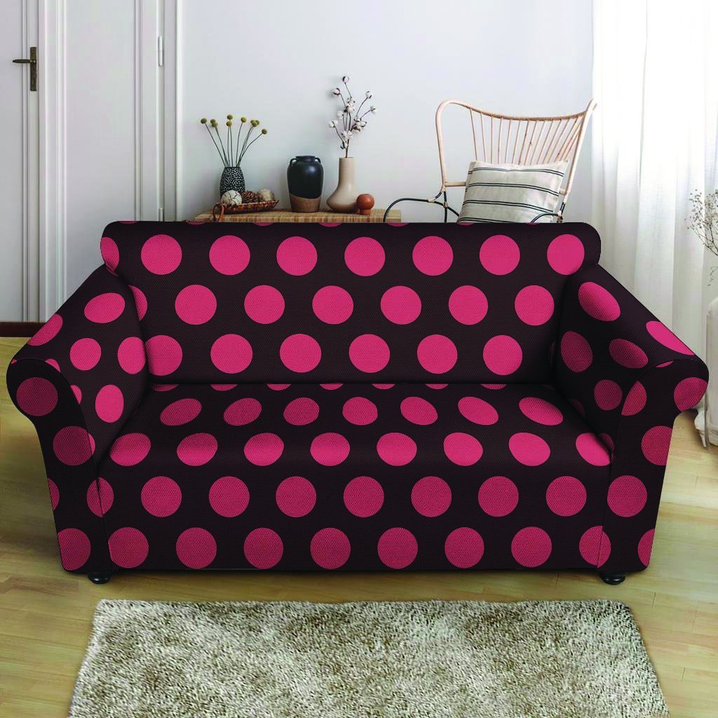 Black And Red Polka Dot Loveseat Cover-grizzshop