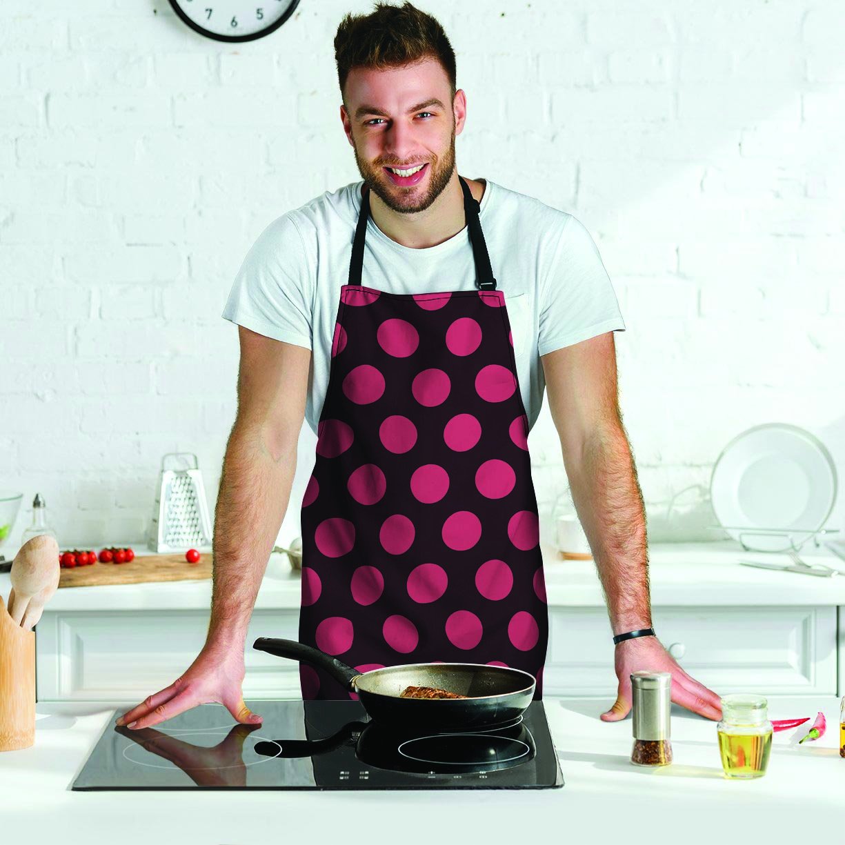 Black And Red Polka Dot Men's Apron-grizzshop