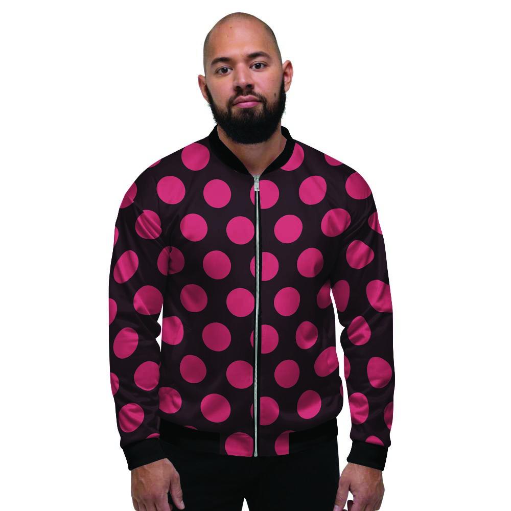 Black And Red Polka Dot Men's Bomber Jacket-grizzshop