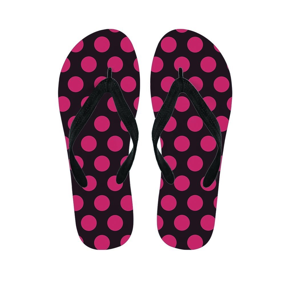 Black And Red Polka Dot Men's Flip Flops-grizzshop