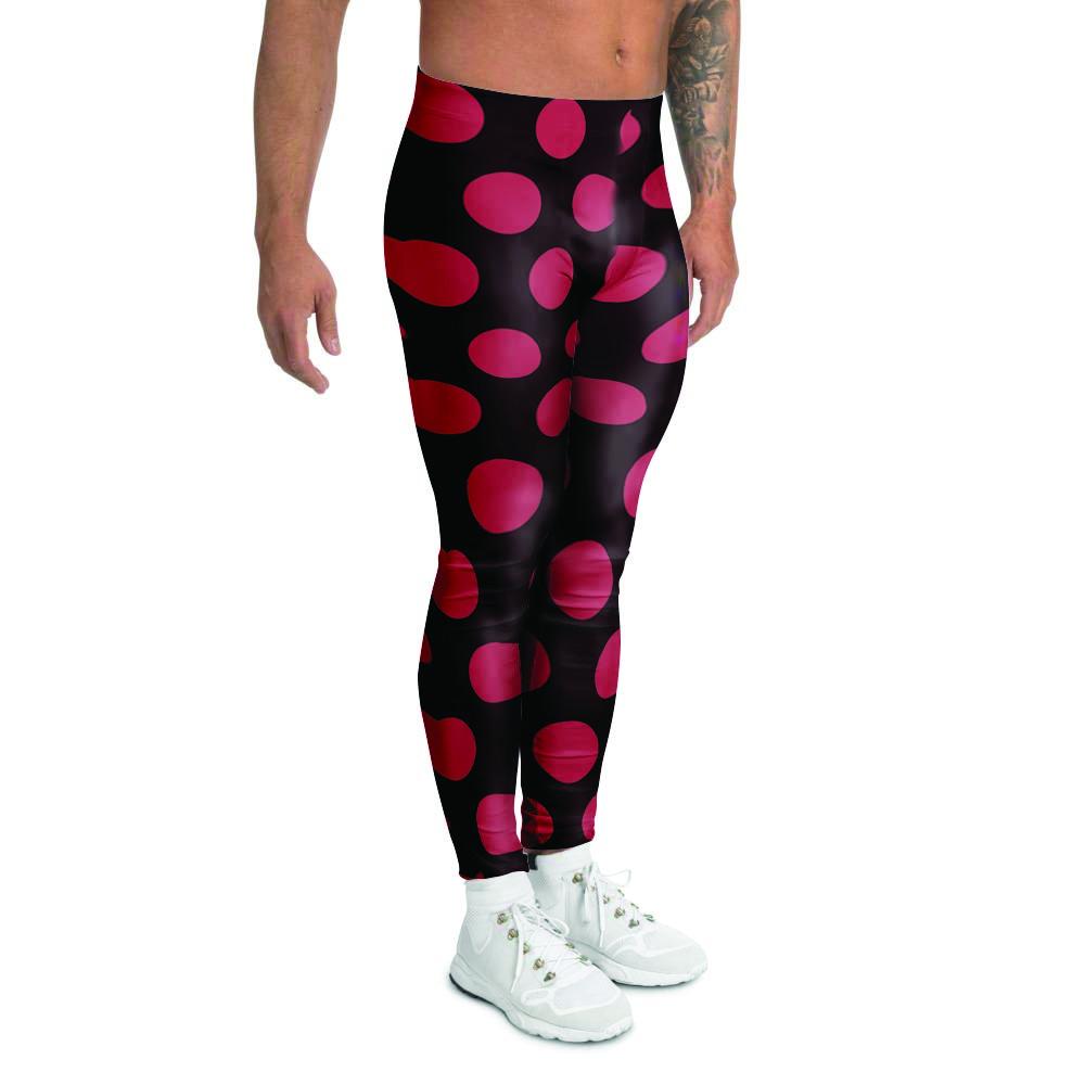 Black And Red Polka Dot Men's Leggings-grizzshop