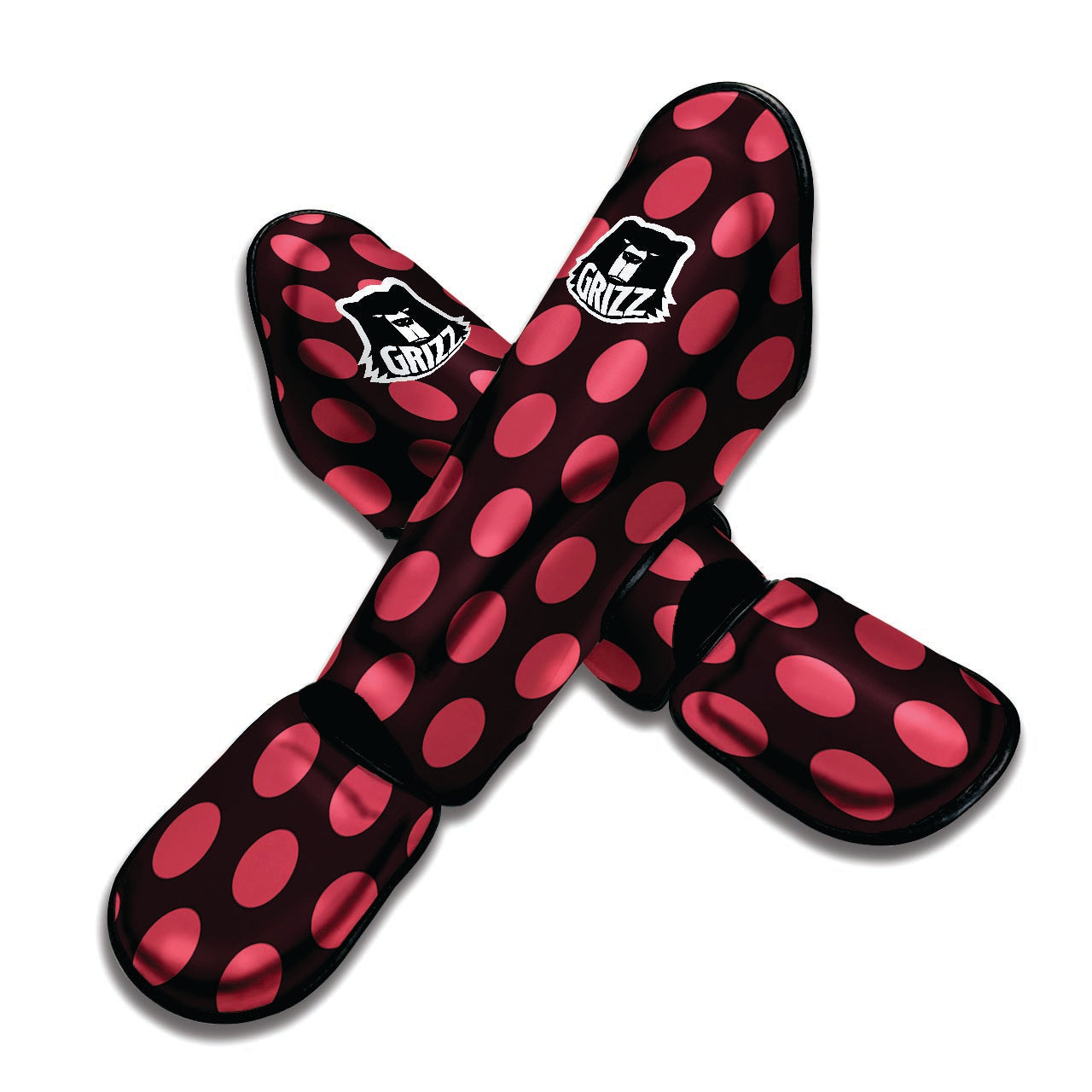 Black And Red Polka Dot Muay Thai Shin Guard-grizzshop