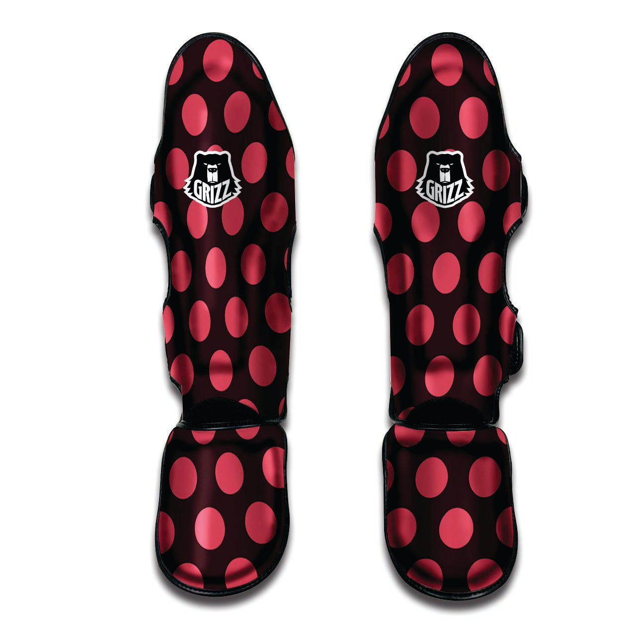 Black And Red Polka Dot Muay Thai Shin Guard-grizzshop