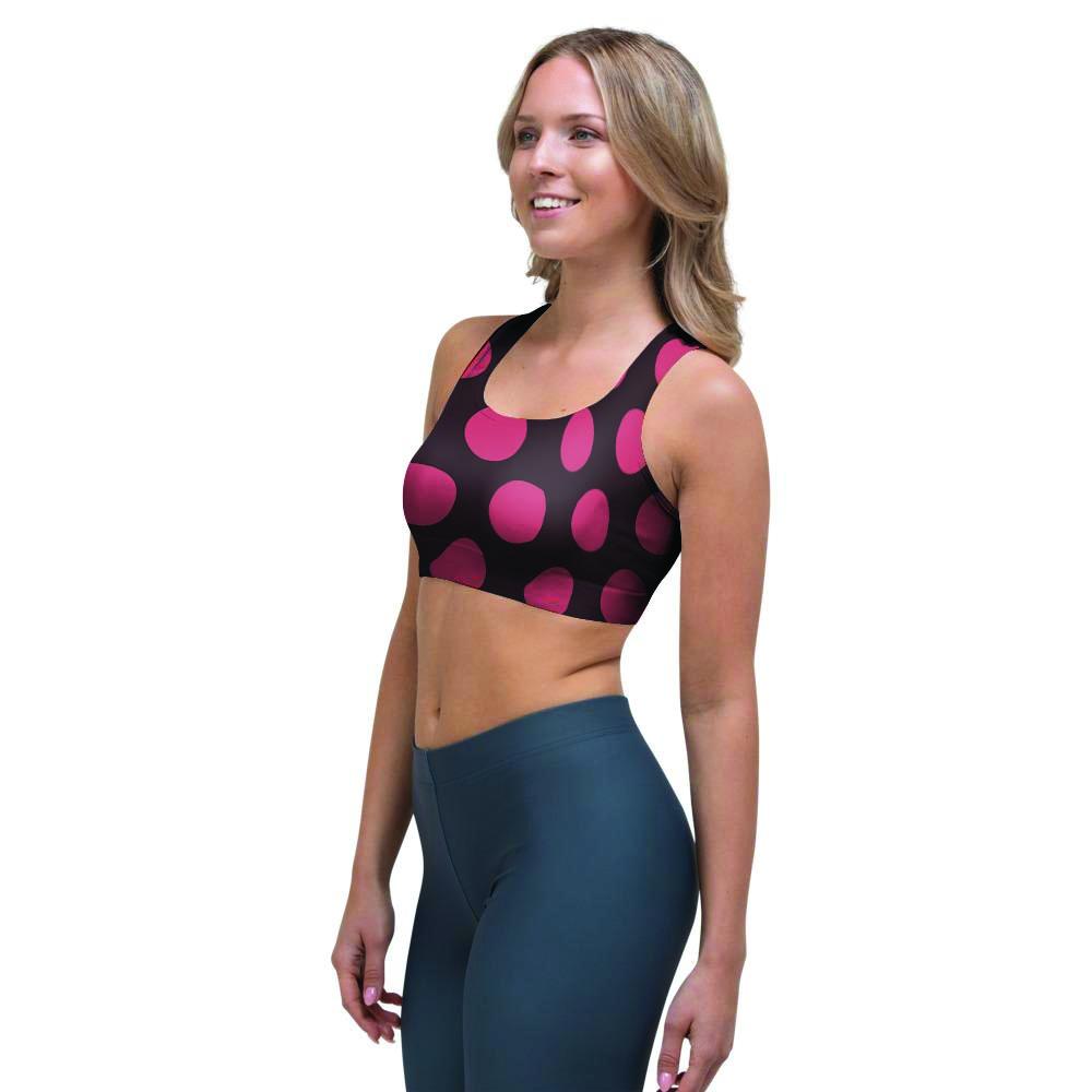 Black And Red Polka Dot Sports Bra-grizzshop