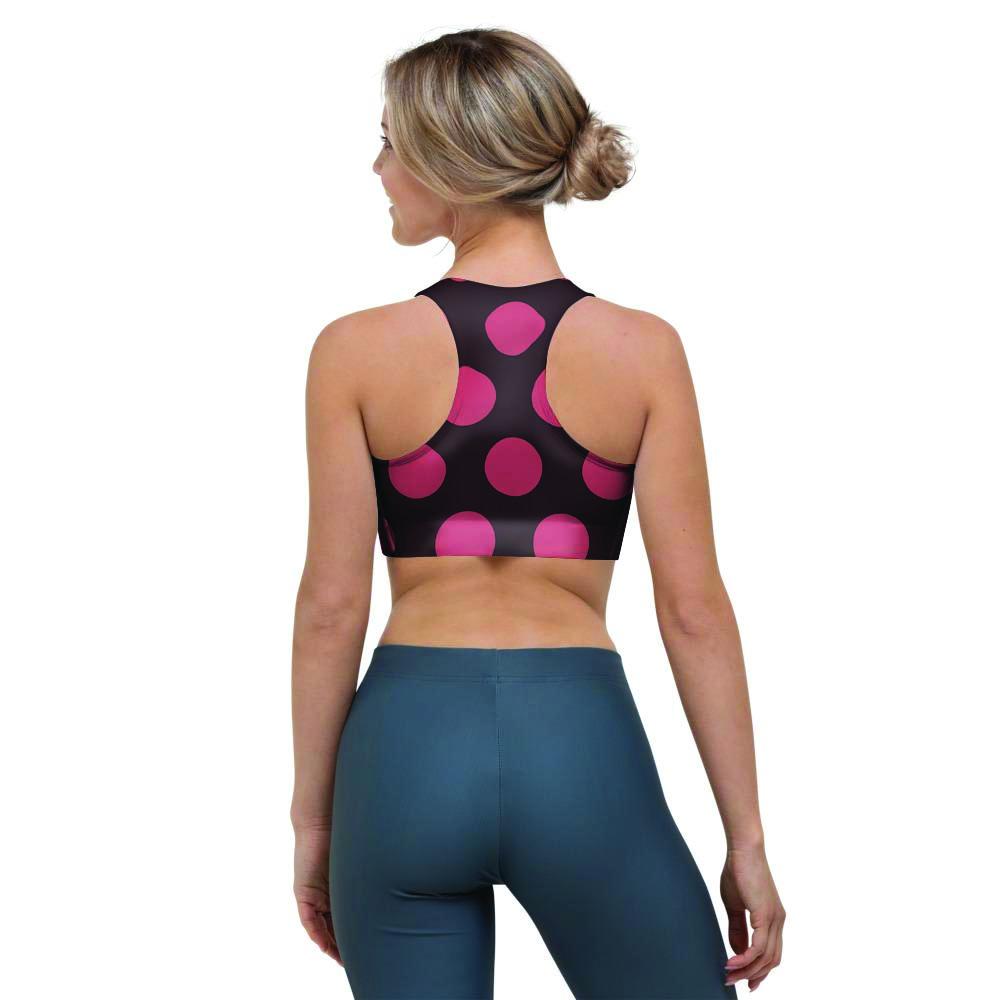 Black And Red Polka Dot Sports Bra-grizzshop