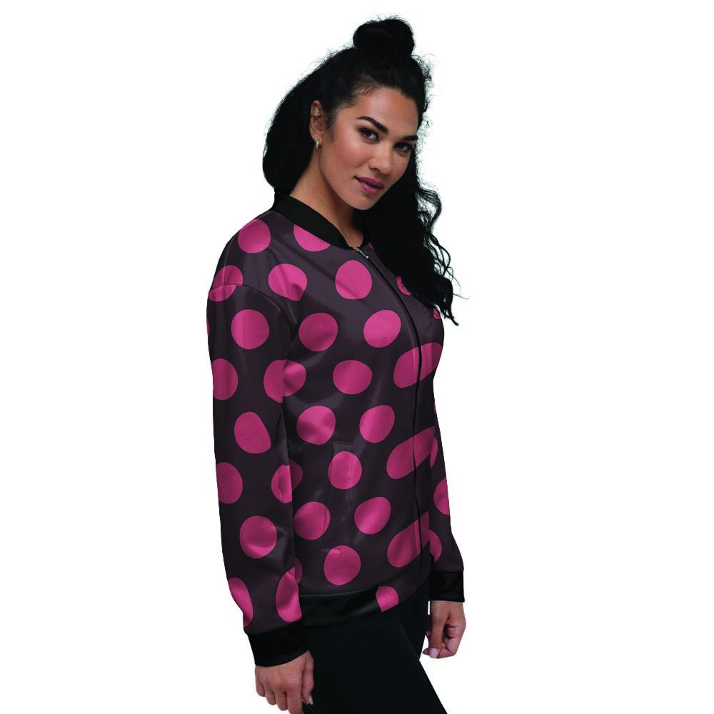 Black And Red Polka Dot Women's Bomber Jacket-grizzshop