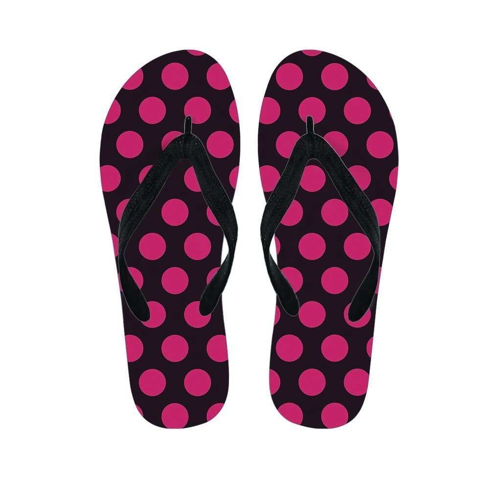 Black And Red Polka Dot Women's Flip Flops-grizzshop