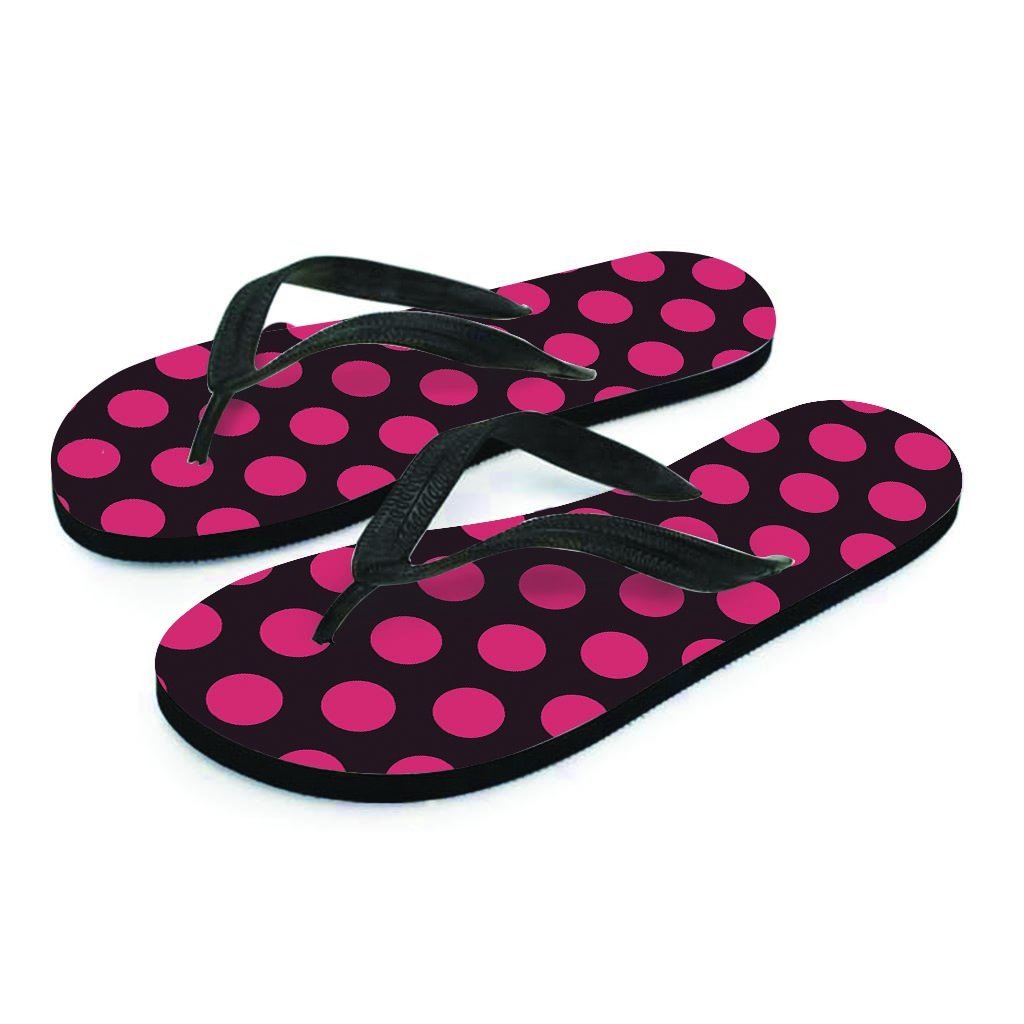 Black And Red Polka Dot Women's Flip Flops-grizzshop