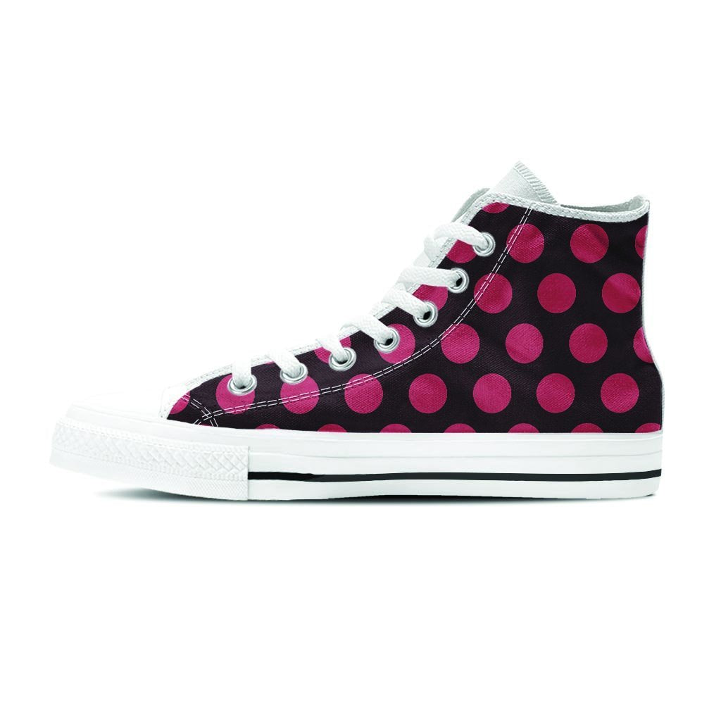 Black And Red Polka Dot Women's High Top Shoes-grizzshop