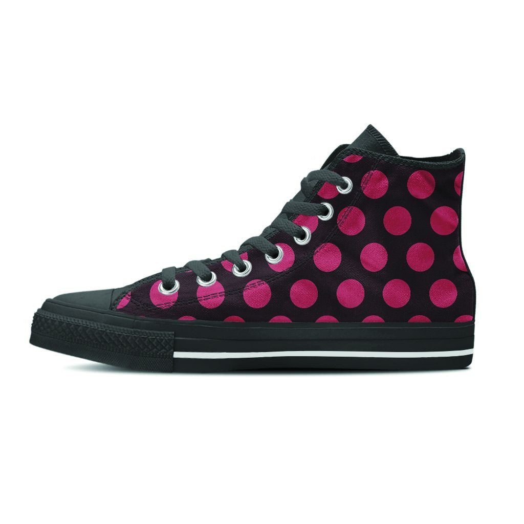 Black And Red Polka Dot Women's High Top Shoes-grizzshop
