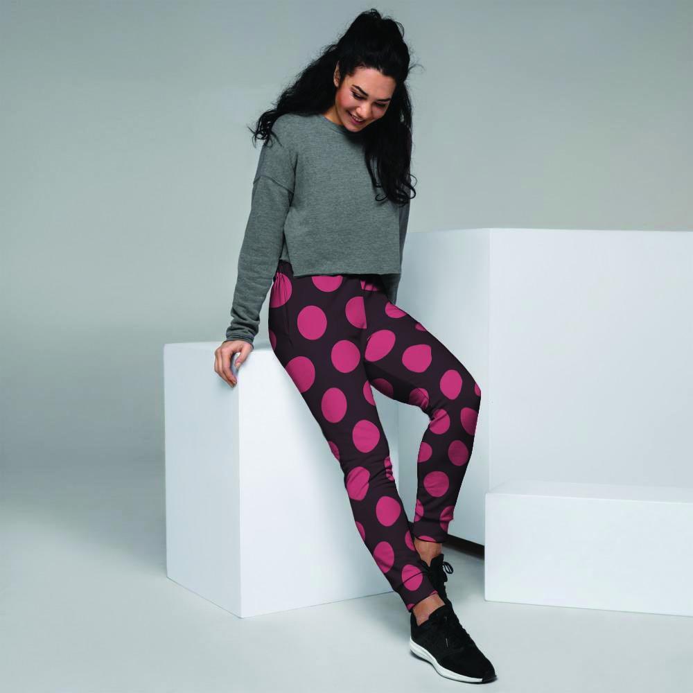 Black And Red Polka Dot Women's Joggers-grizzshop