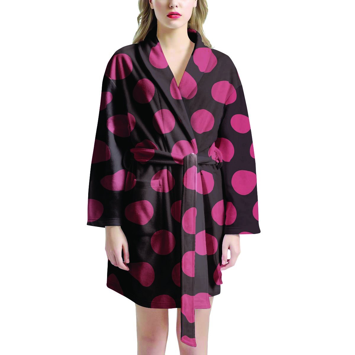 Black And Red Polka Dot Women's Robe-grizzshop