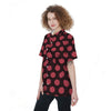 Black And Red Polka Dot Women's Short Sleeve Shirts-grizzshop