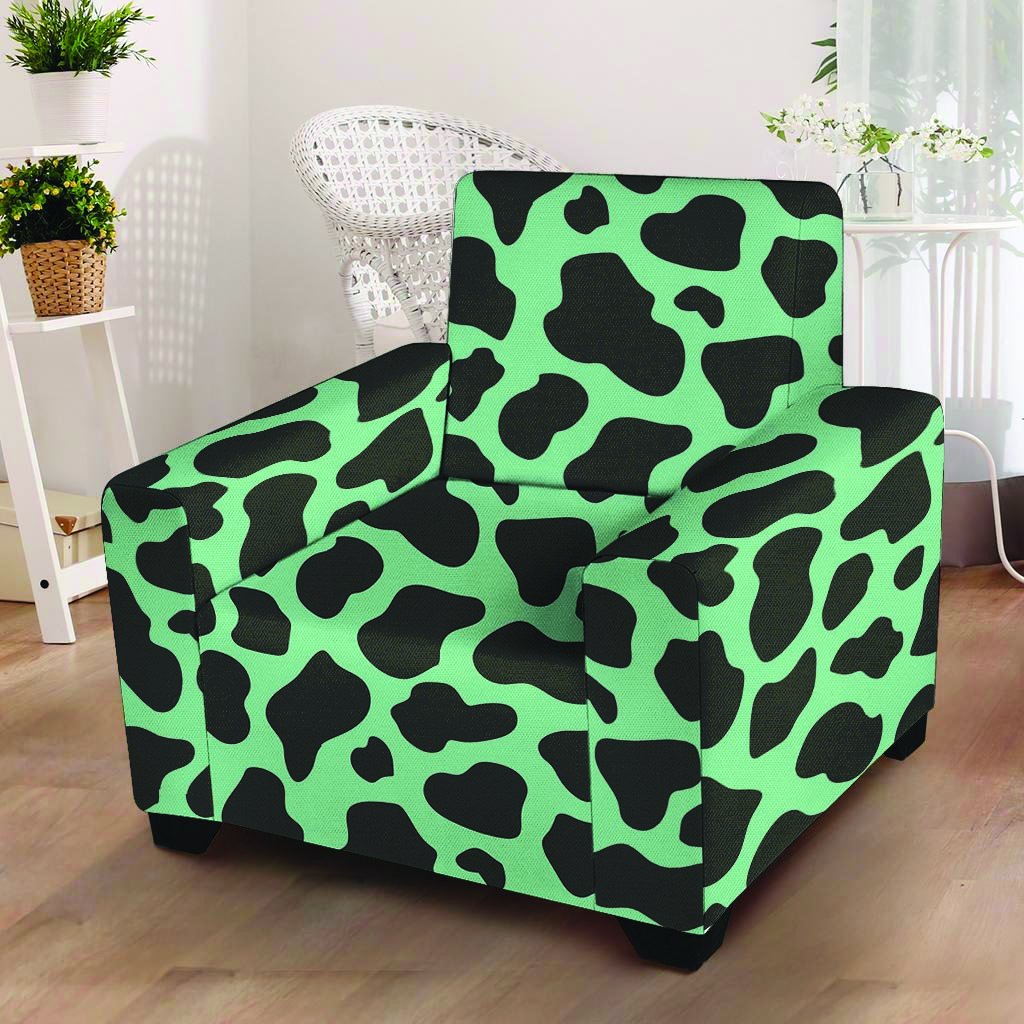 Black And Teal Cow Print Armchair Cover-grizzshop