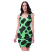 Black And Teal Cow Print Bodycon Dress-grizzshop