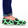 Black And Teal Cow Print Canvas Shoes-grizzshop