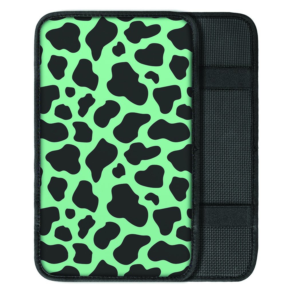 Black And Teal Cow Print Car Console Cover-grizzshop