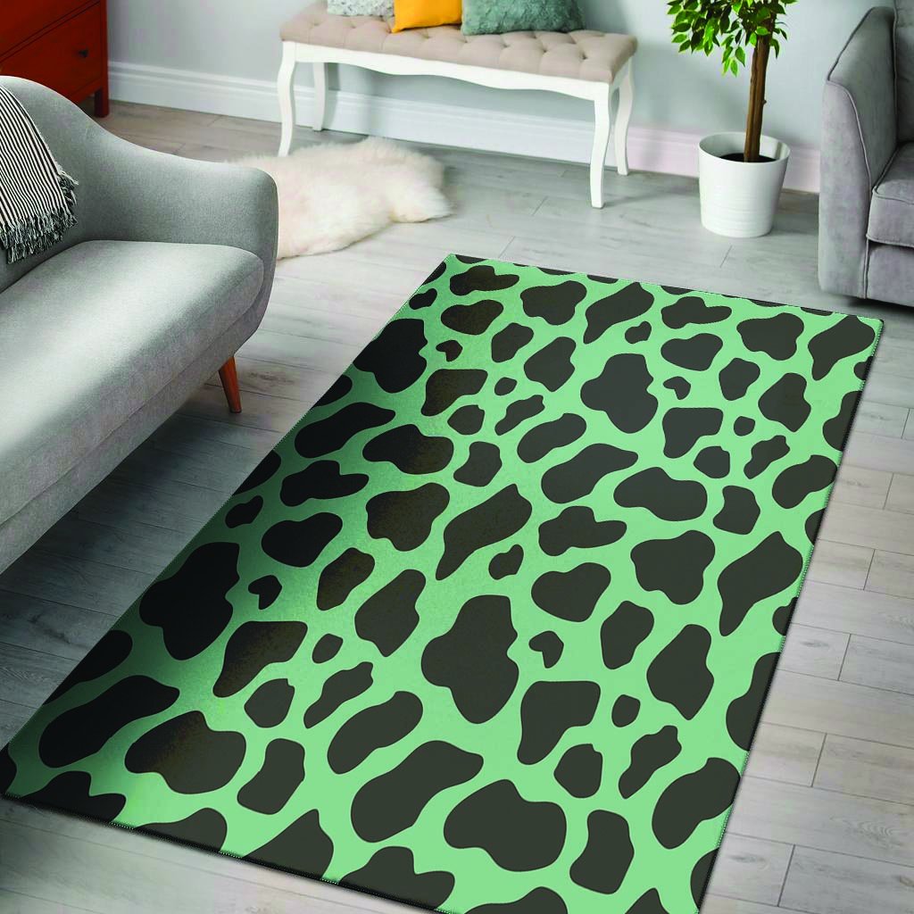 Black And Teal Cow Print Floor Mat-grizzshop