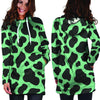 Black And Teal Cow Print Hoodie Dress-grizzshop