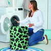 Black And Teal Cow Print Laundry Basket-grizzshop