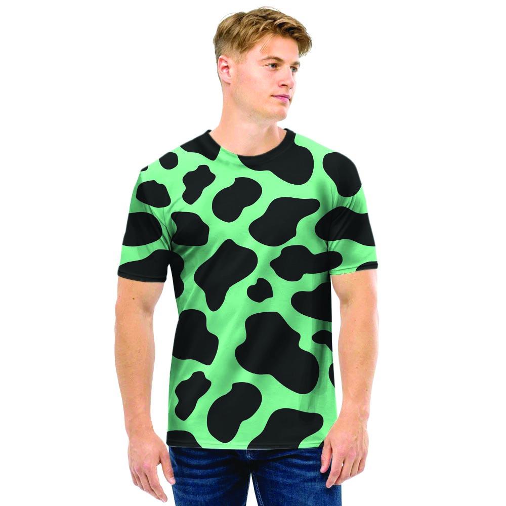 Black And Teal Cow Print Men T Shirt-grizzshop