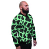 Black And Teal Cow Print Men's Bomber Jacket-grizzshop