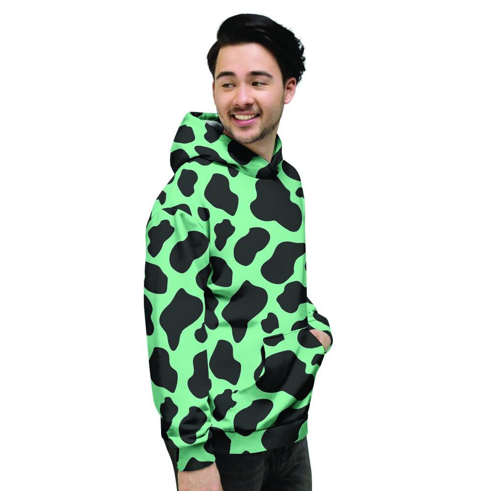 Black And Teal Cow Print Men's Hoodie-grizzshop