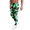 Black And Teal Cow Print Men's Leggings-grizzshop