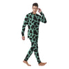 Black And Teal Cow Print Men's Pajamas-grizzshop