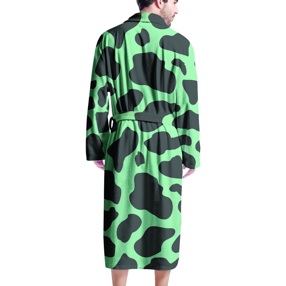 Black And Teal Cow Print Men's Robe-grizzshop