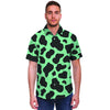 Black And Teal Cow Print Men's Short Sleeve Shirt-grizzshop