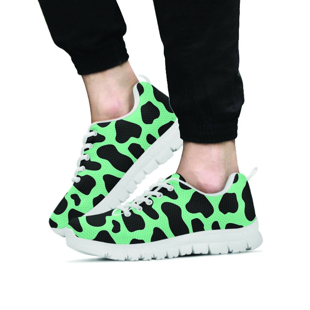 Black And Teal Cow Print Men's Sneakers-grizzshop