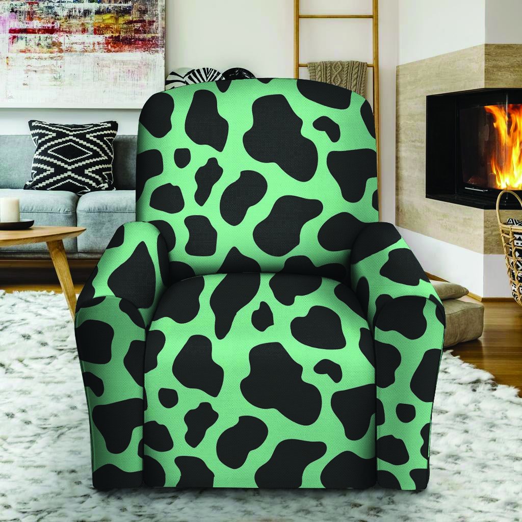 Black And Teal Cow Print Recliner Cover-grizzshop