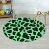 Black And Teal Cow Print Round Rug-grizzshop