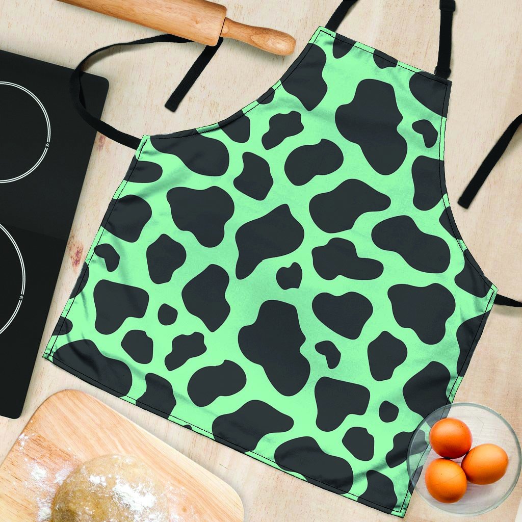 Black And Teal Cow Print Women's Apron-grizzshop