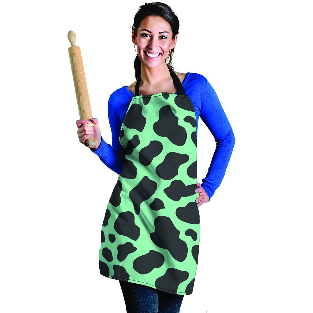 Black And Teal Cow Print Women's Apron-grizzshop